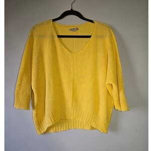 Carina Ricci Yellow‎ Open Knit Sweater Made in Italy Medium Lightweight
